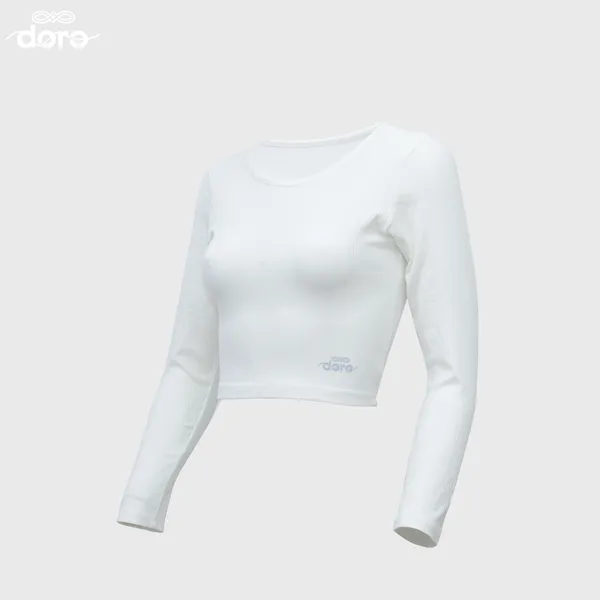 White Round-Neck Ribbed Crop top for Women